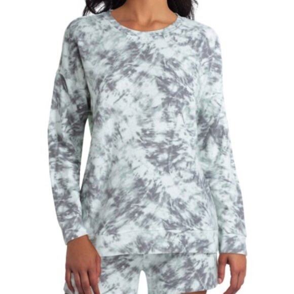 H‎ HALSTON STUDIO
Crew Neck Long Sleeve Sweatshirt In Tonal Tie Dye Aqua grey - Picture 1 of 5